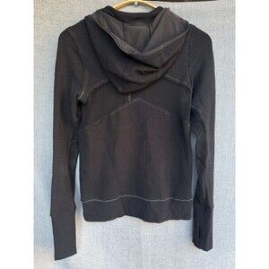 FREE PEOPLE‎ MOVEMENT XXS Black Sheer Mesh Insert Hooded Pullover Jacket